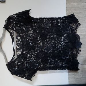 Piperlime leather and lace top